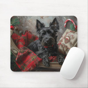 Tapis De Souris Térrier Écossais Noël Fête