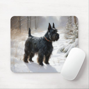 Tapis De Souris Terrier Écossais Qu'il neige Noël