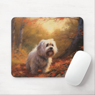 Tapis De Souris Terrier tibétain à l'automne Feuilles automne Insp