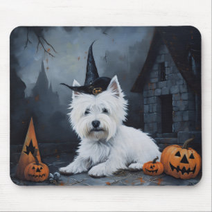 Tapis De Souris Terrier West Highland Blanc Citrouille Halloween
