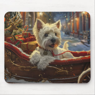 Tapis De Souris Térrier West Highland blanc de Noël festif 
