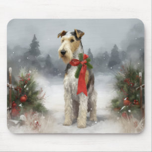 Tapis De Souris Terrier Wirefox dans la neige Noël