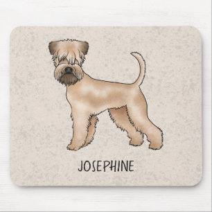 Tapis De Souris Tervueren à poil doux sur fond beige avec nom