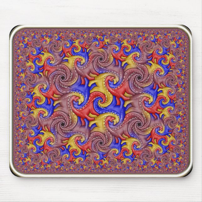 Tapis De Souris Tessellation hyperbolique de dinosaure (Devant)