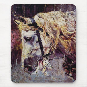 Tapis De Souris Tête de cheval blanc (par Giovanni Boldini)