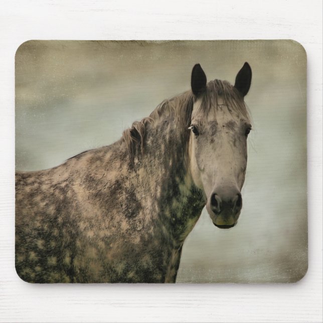 Tapis De Souris Tête de Cheval Gris Dappé (Devant)