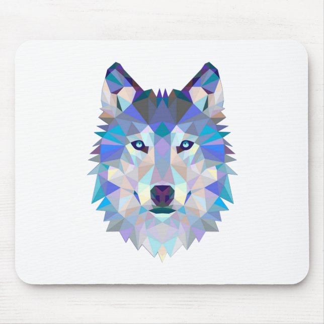 Tapis De Souris Tête de loup polygonale géométrique (Devant)