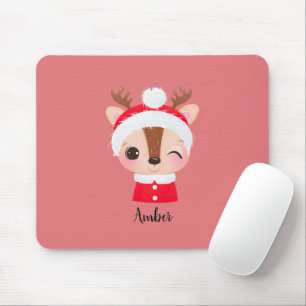 Tapis De Souris Tête de renne de Père Noël Noël mignonne
