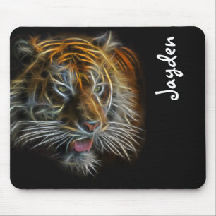 Tapis De Souris Tête de tigre abstrait néon