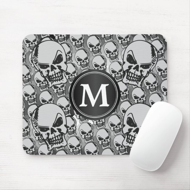 Tapis De Souris Têtes de crâne gothique - Monographie (Avec souris)