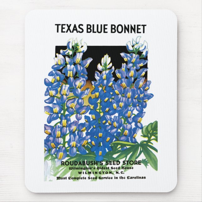 Tapis De Souris Texas Blue Bonnet Étiquette de paquets de semences (Devant)