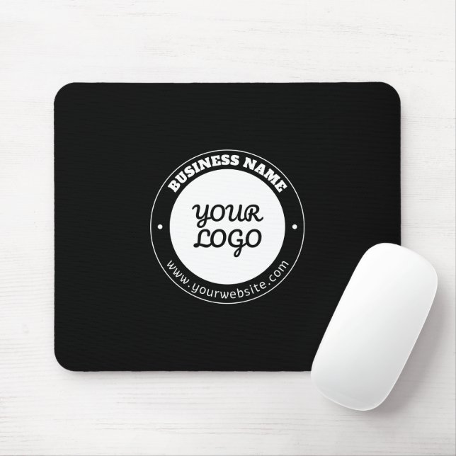 Tapis De Souris Texte circulaire modifiable et Modèle de logo télé (Avec souris)