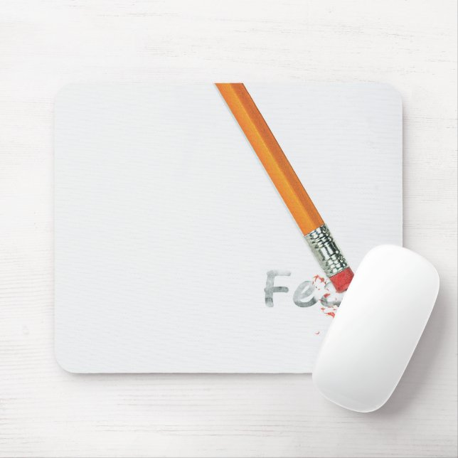 Tapis De Souris Texte de peur avec gomme au crayon (Avec souris)