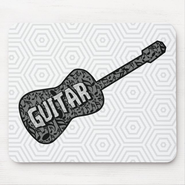 Tapis De Souris Texte des notes de musique de guitare (Devant)
