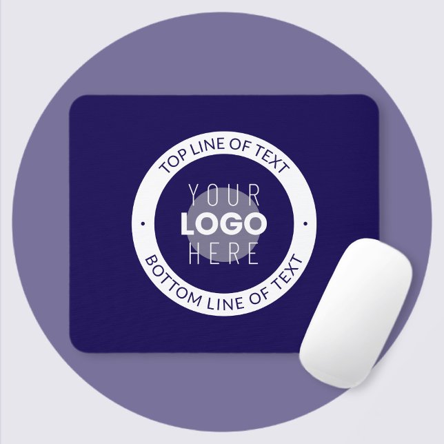 Tapis De Souris Texte et logo personnalisables | Bleu foncé violet (Créateur téléchargé)