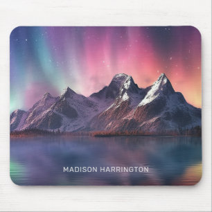 Tapis De Souris Texte personnalisé Aurora Borealis