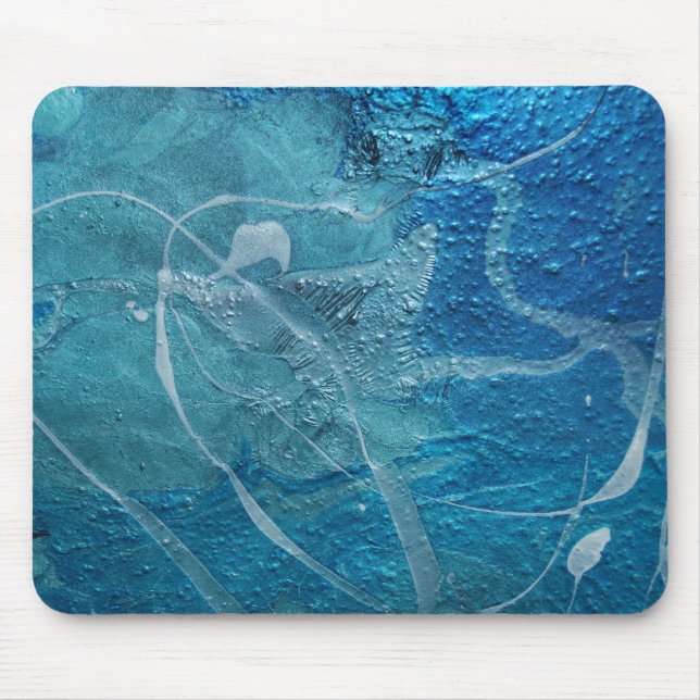 Tapis De Souris Texture bleue et argentée Abstraite (Devant)
