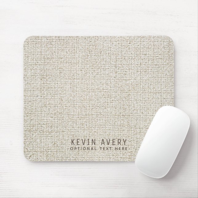 Tapis De Souris Texture de lin beige rustique personnalisée (Avec souris)