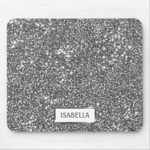 Tapis De Souris Texture de paillettes argentées fausses et nom per