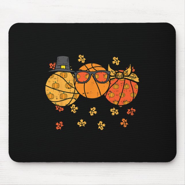 Tapis De Souris Thanksgiving Basketballs Pilgrim Automne Automne H (Devant)