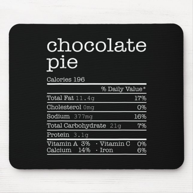 Tapis De Souris Thanksgiving Christmas Food - Chocolat Pie Nutrit (Devant)