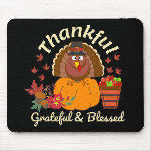 Tapis De Souris Thanksgiving Grateful & Blessed