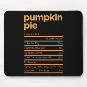 Tapis De Souris Thanksgiving Nutrition Citrouille tarte Faits Fun 