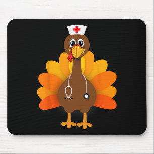 Tapis De Souris Thanksgiving Scrub Tops Femmes Turquie Infirmière 