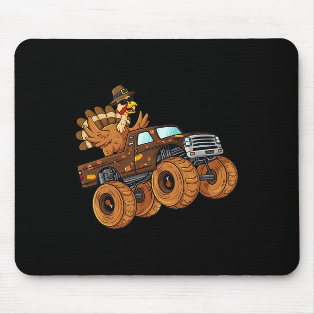 Tapis De Souris Thanksgiving Turquie équitation Monster Truck Boys (Devant)