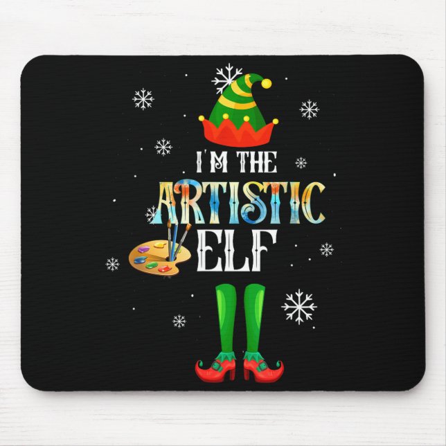 Tapis De Souris The Artistic Elf Squad Elf Family Christmas Pajama (Devant)