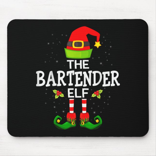 Tapis De Souris The Bartender Elf Christmas Family Matching Pajama (Devant)