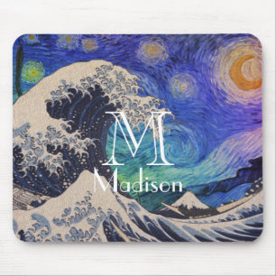 Tapis De Souris The Great Wave Starry Night
