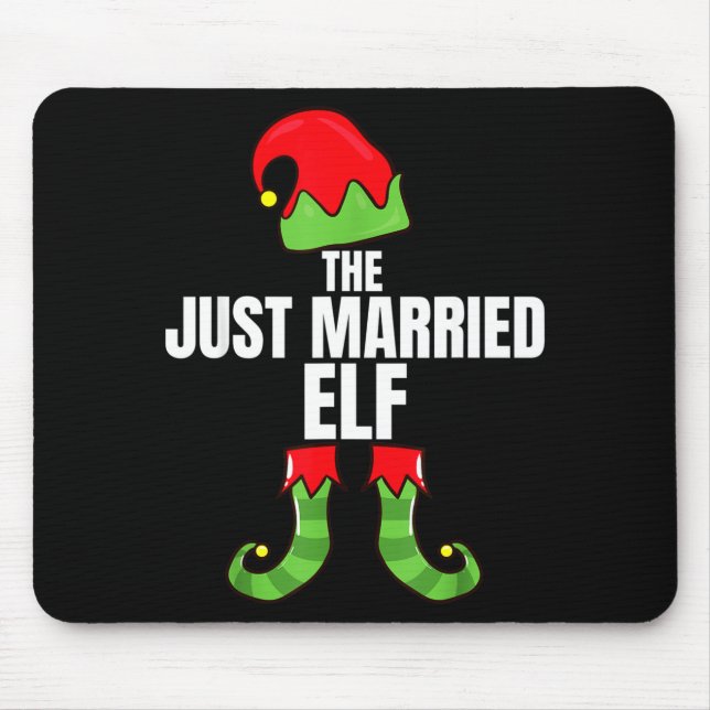 Tapis De Souris The Just Married Elf Matching Family Christmas Gro (Devant)