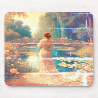 Tapis De Souris The Lady Standing Beside the Lake on a Mousepad