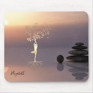 Tapis De Souris Thérapeute Pierres Zen, Coucher de soleil, Silhoue