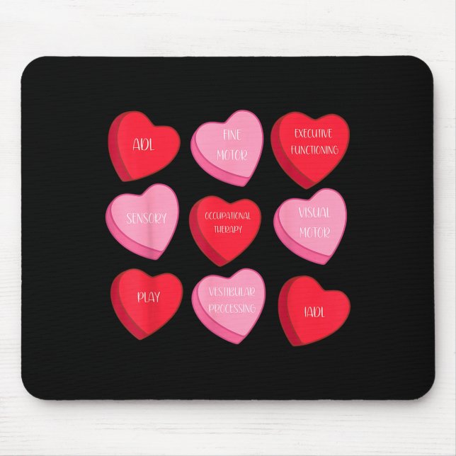 Tapis De Souris Thérapie occupationnelle Cœur Bonbon Saint Valenti (Devant)
