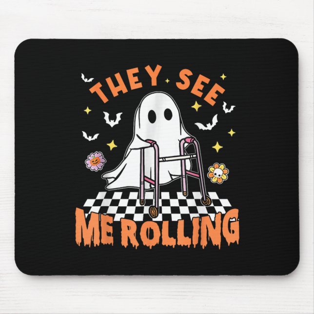 Tapis De Souris Thérapie Physique Halloween Ils Me Voient Rolling  (Devant)