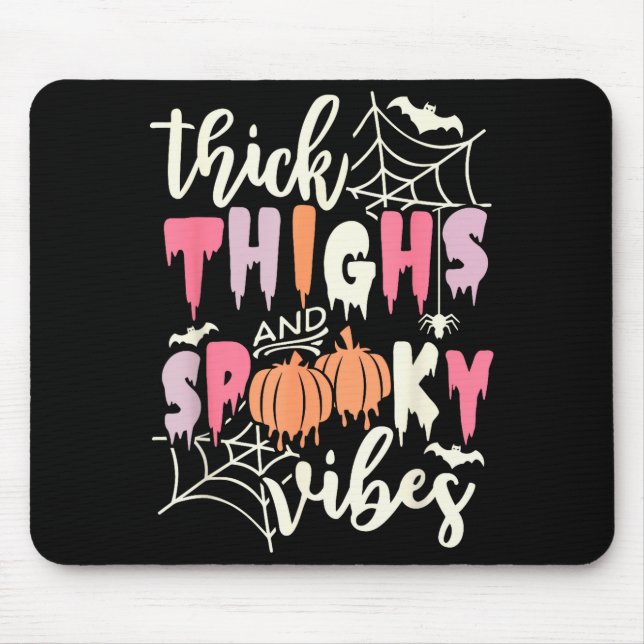 Tapis De Souris Thick Thighs And Soky Vibes Retro Groovy Halloween (Devant)