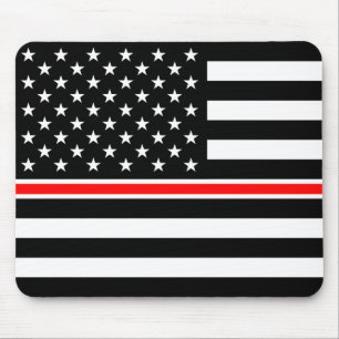 Tapis De Souris Thin Red Line Pompiers Héros Drapeau Américain