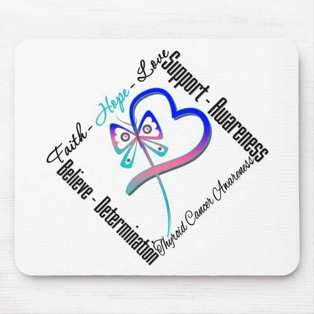 Tapis De Souris Thyroid Cancer Faith Hope Love Butterfly (Devant)