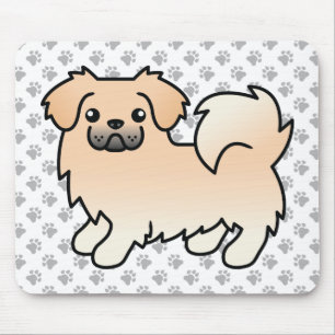 Tapis De Souris Tibétain Spaniel Crème Chien de Dessin Animé Migno