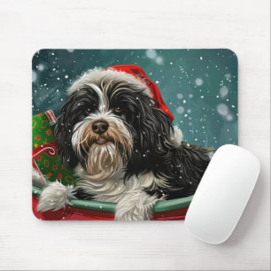 Tapis De Souris Tibétain Terrier Chien Noël Festif