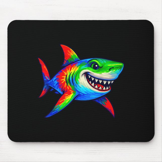Tapis De Souris Tie-dye Shark Peace Sign Hipe  (Devant)