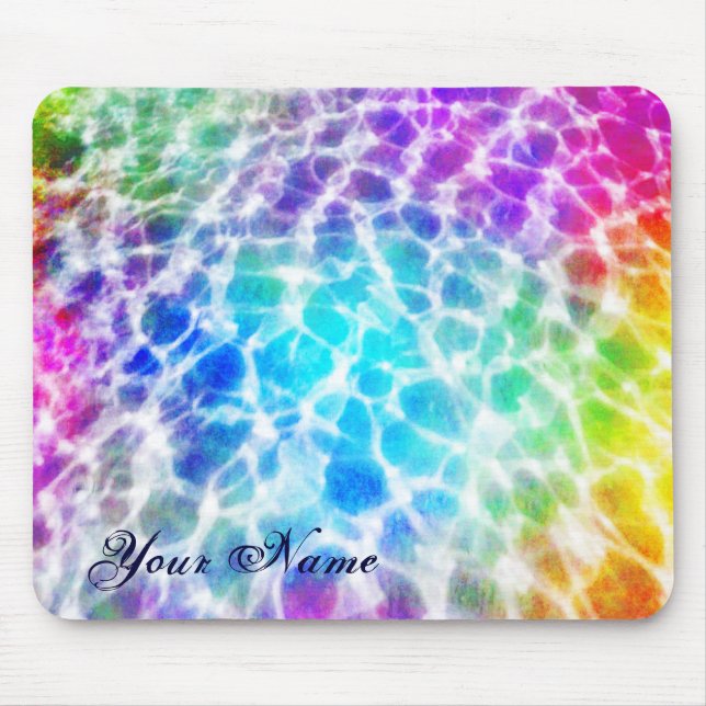 Tapis De Souris Tiedye Hippie Wavy Rainbow Effet (Devant)