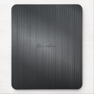 Tapis De Souris Tige gris foncé en métal brossé look Souris