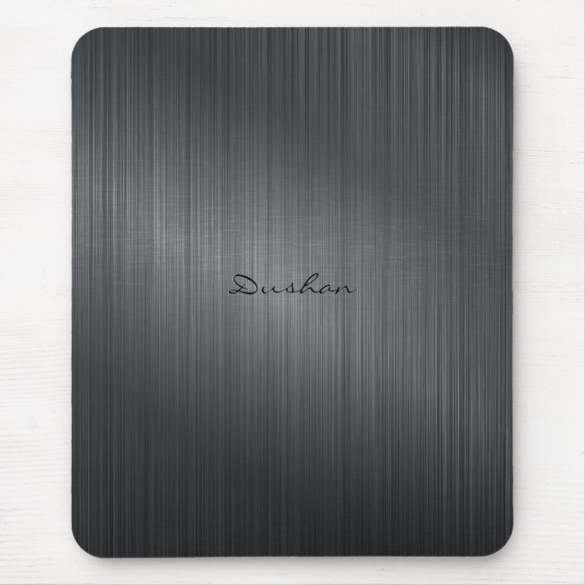Tapis De Souris Tige gris foncé en métal brossé look Souris (Devant)