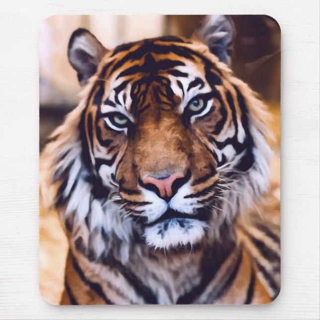 Tapis De Souris Tiger Chat Gros plan Faune Peinte (Devant)