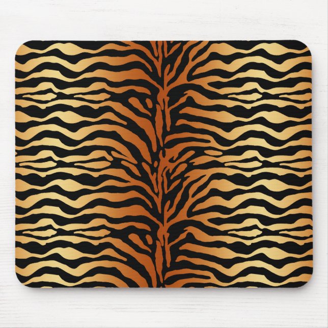 Tapis De Souris Tiger Stripes Poster de animal, Ambre, Noir et Tan (Devant)