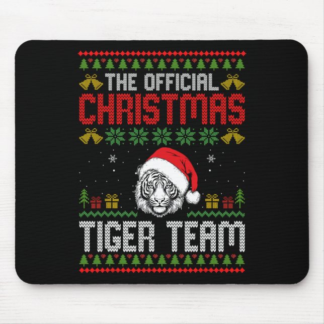 Tapis De Souris Tiger Wearing Santa Hat Xmas Lights Merry Christma (Devant)