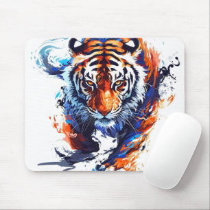 Tapis De Souris Tigre à l'aquarelle abstrait